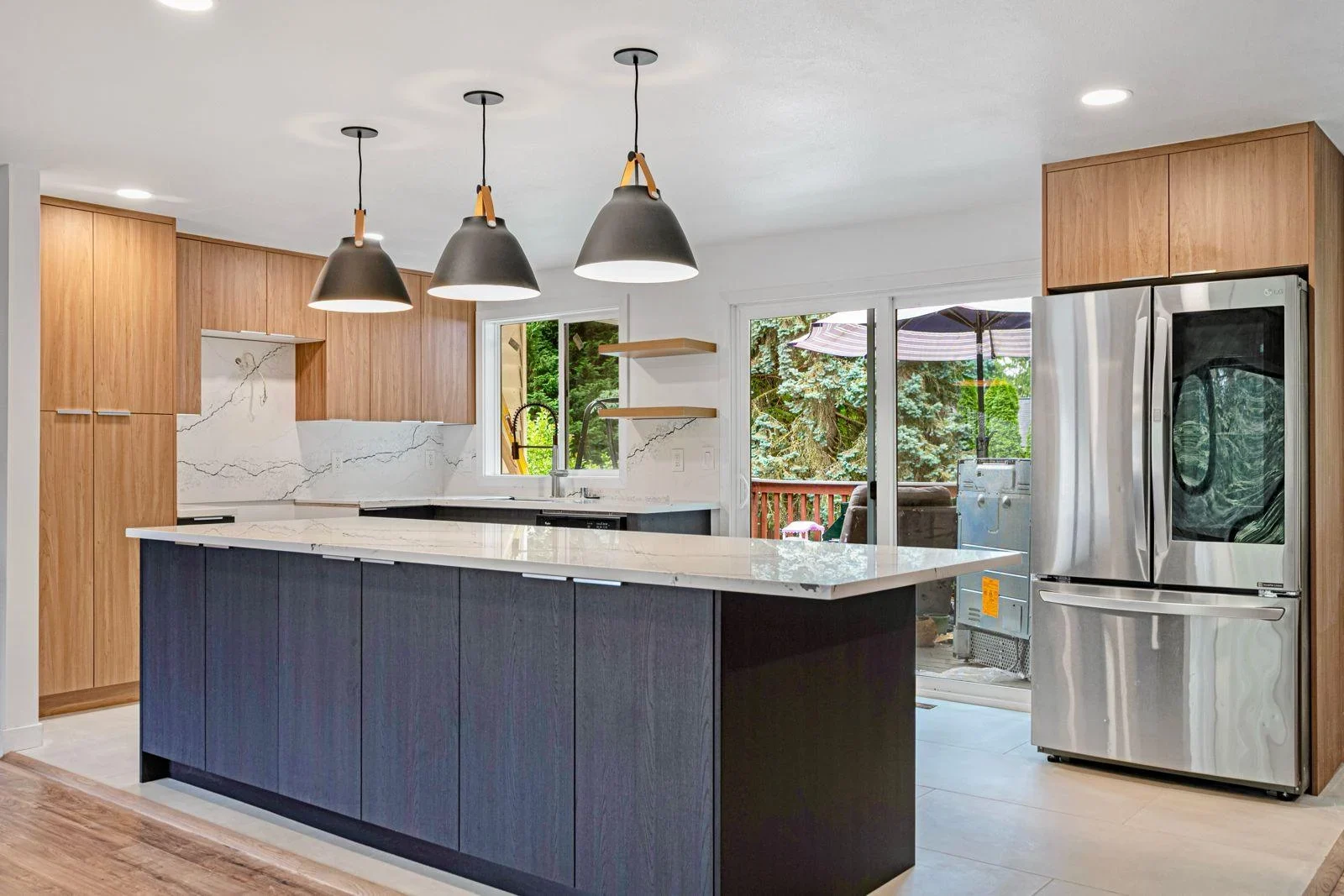 kitchen remodel washington north vision builders charcoal and white vein side of island