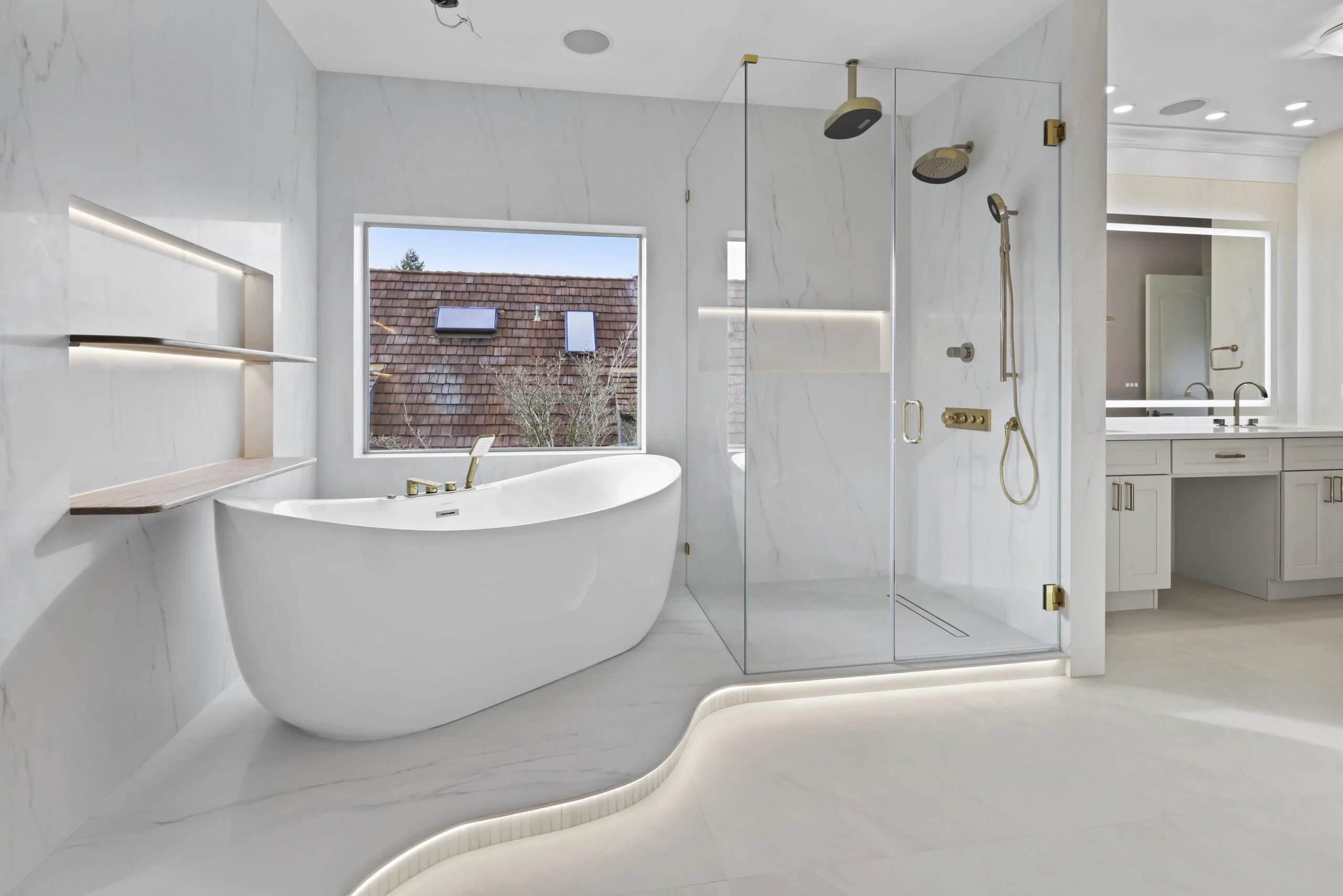 Inside a Luxury Master Bathroom Remodel — Porcelain Slabs, Heated Floors & Ultimate Spa Design Clyde Hill, WA